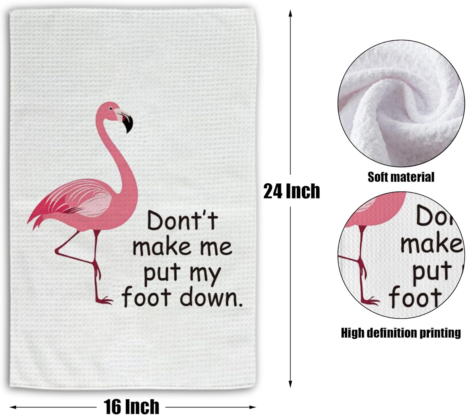 Funny Flamingo Design Kitchen Towels - Waffle Weave(16x24 Inches) - Image 3