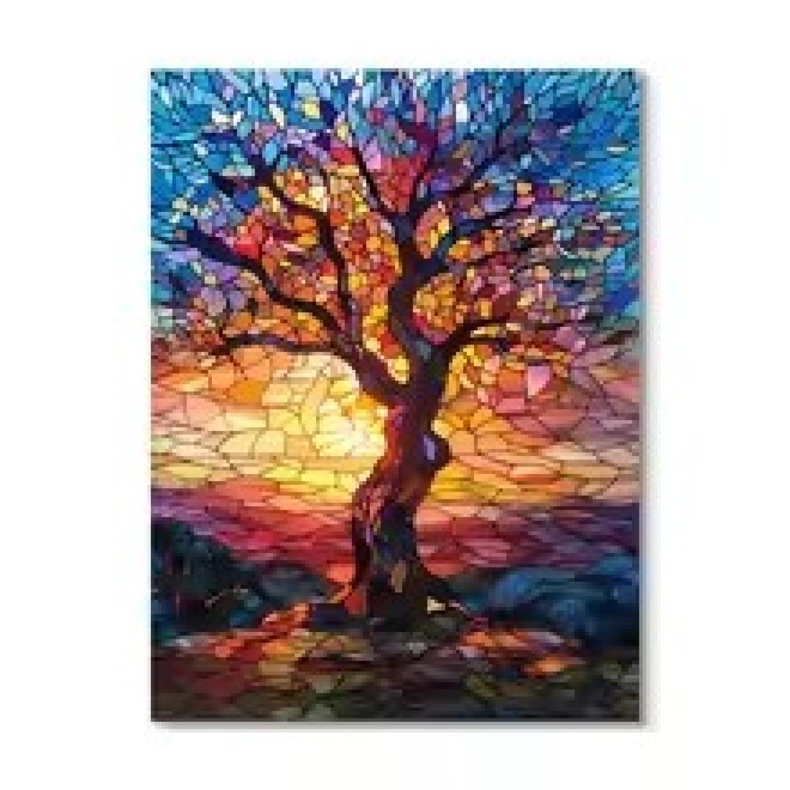 Tableau Arbre de Vie abstrait multicolore pour la déco du salon - 8