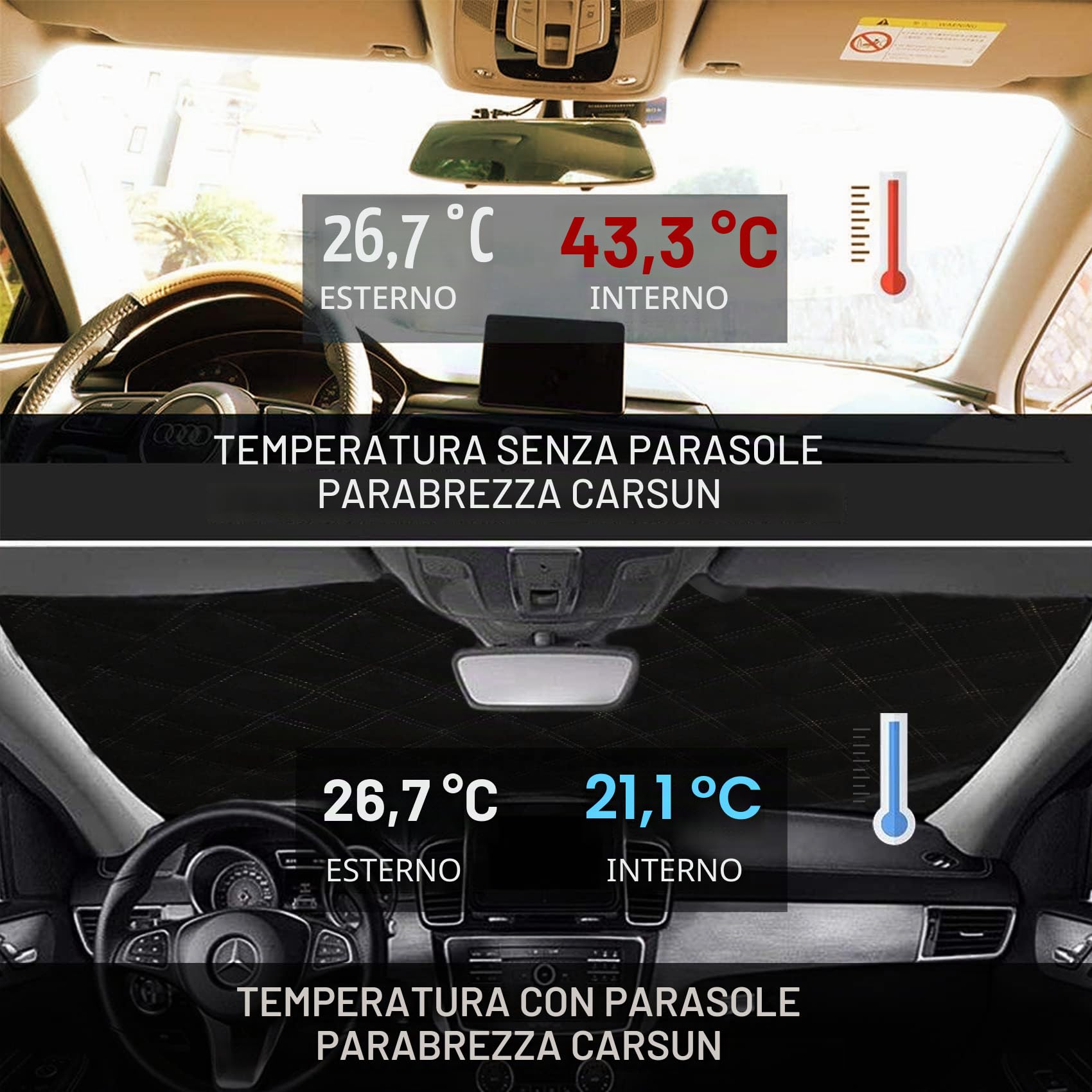 Parasole per parabrezza Anteriore Parasole Auto Parasole Protezione Parabrezza Protettore Anteriore Contro Parasole Resistente Ai raggi UV, Adatta per Auto, SUV, Camion, Accessori per Auto