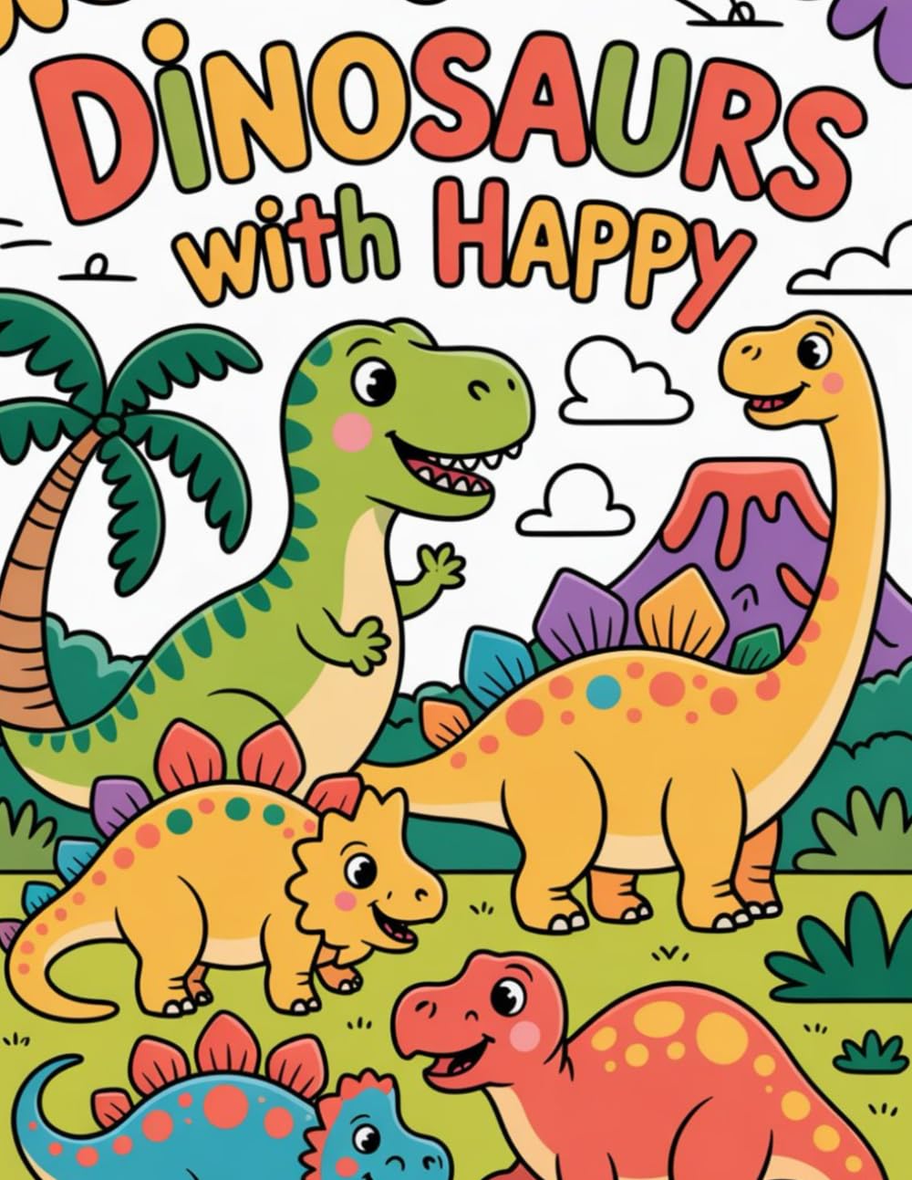 Happy Dinosaurs: Big and Simple Illustrations for Toddlers and Kids