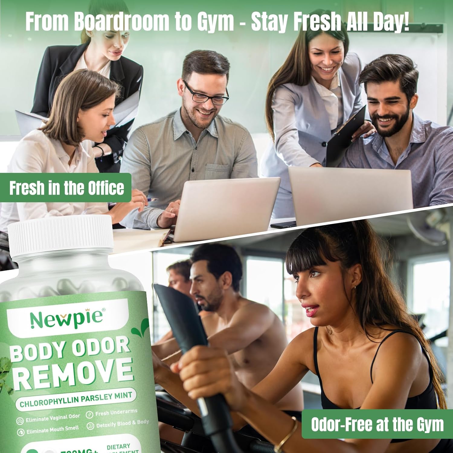 Chlorophyll Body Deodorizing Supplement Internal Odor Control Pills for Men & Women, Chlorophyll Capsules for Detox Skin, Breath, and Gut Health with Chlorophylls Complex Vitamins (2)