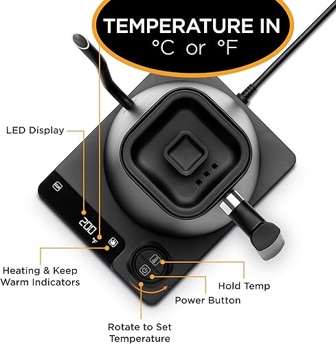 Miniatura 7 de KETTLE & BLOOM Hervidor eléctrico, boquilla de cuello de cisne de vertido preciso, control de temperatura personalizado, caldera de agua caliente