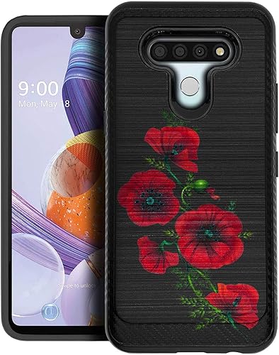 Miniatura 22 de CasesOnDeck Funda ajustable compatible con LG K51 / LG Reflect/LG Q51 [Armadura cepillada] Funda negra de doble capa con diseño (Horse Tribal)