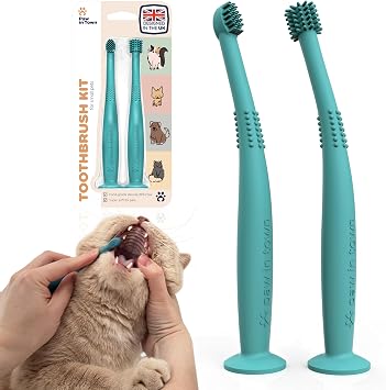 Yumu ak Kedi Di  F r as  Seti - K pekler i in Uygun - G da S n f  Silikon - Kedi Di  Bak m , Kedi Di  Temizleme, Kedi Di  F r alama Seti Tropikal Deniz Mavisi