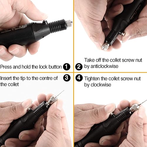 Miniatura 5 de Toolly Kit de herramientas de grabado, 108 piezas, multifuncional, eléctrico, con cable, micro grabador, bolígrafo de grabado, herramienta giratoria