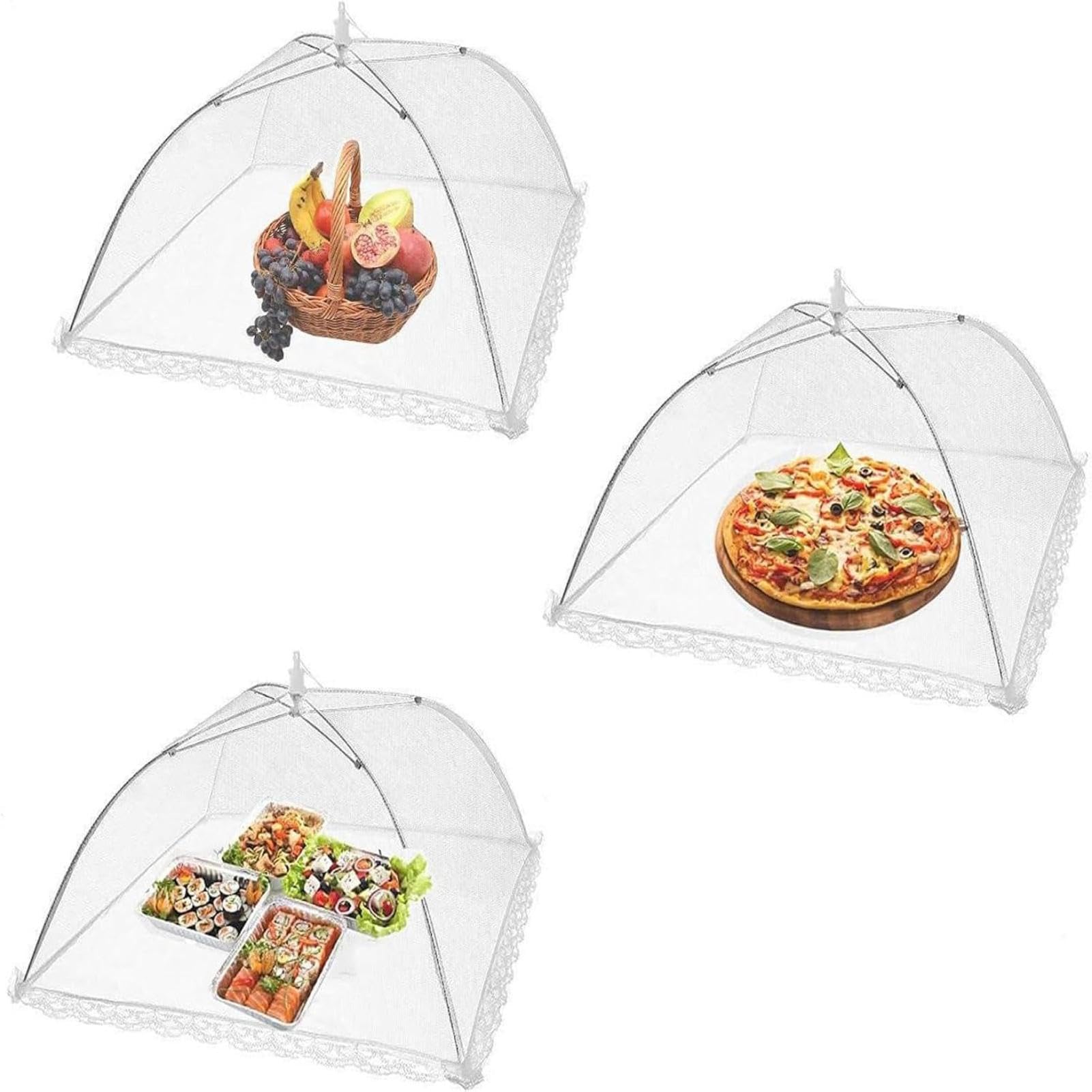 Food Cover Mesh, 12 Inch Reusable Foldable Food Domes, 3-Pack