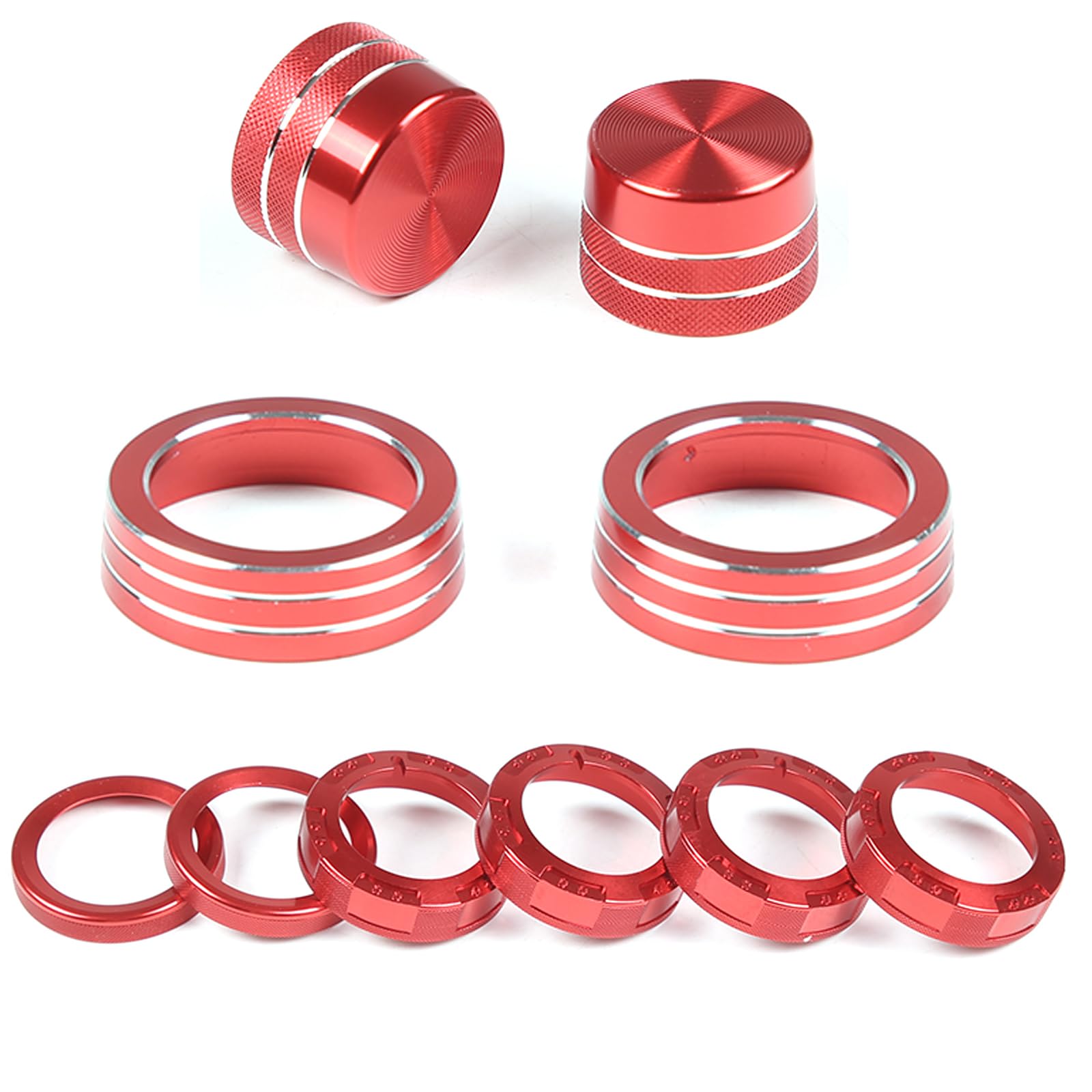 Hudiriy Car Interior Air Conditioner Vent Knob Decoration+Headlight Wiper Adjustment Lever Knob Cover+Central Control Air Conditioning Knob Ring