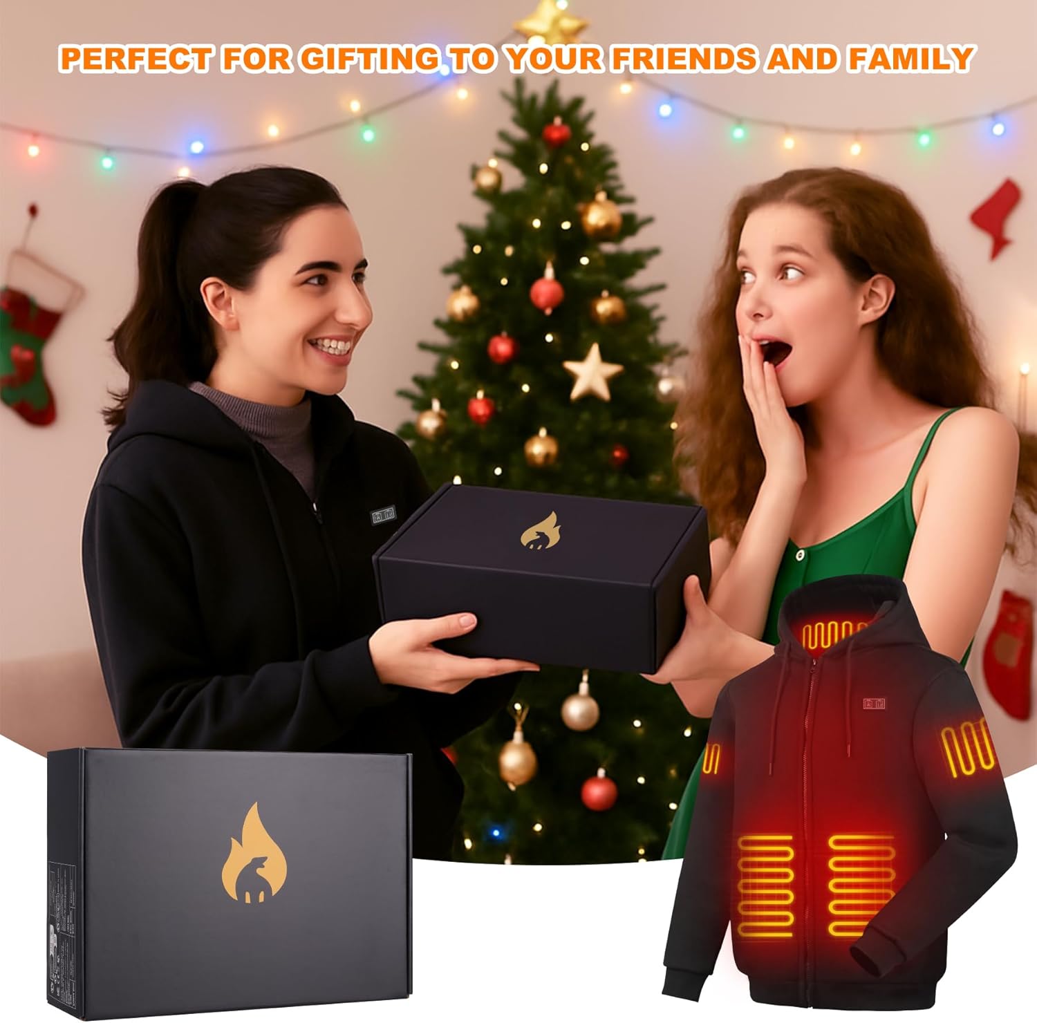 Heated Hoodie for Women with Fleece Lining 7.4V 16000mAh Battery Women Heated Sweatshirt with Dual-Zone Heating - Image 2