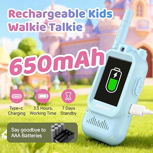 Miniatura 6 de Walkie Talkies de video con pantalla en tiempo real y cambiador de voz, radios recargables de largo alcance para niños de 3 a 12 años de edad,