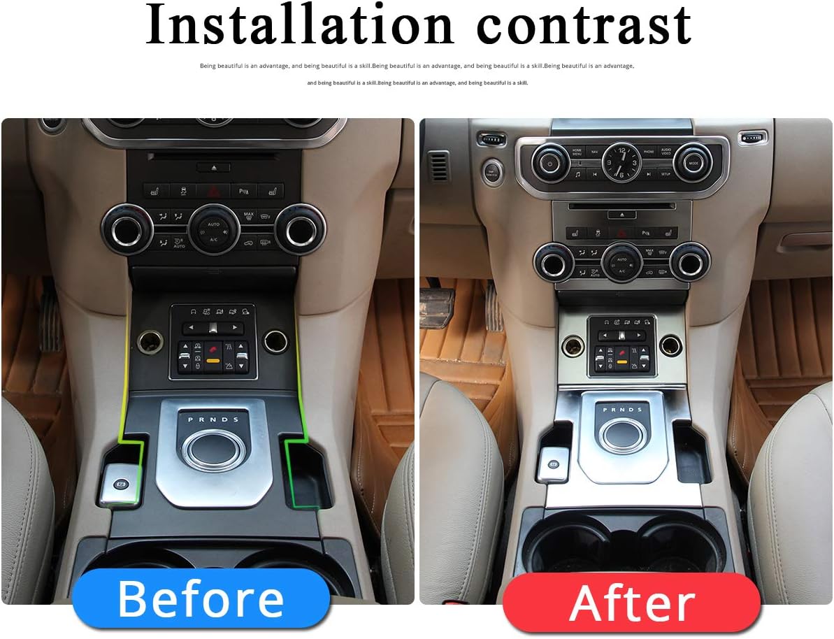 Matte Silver ABS Chrome for Land Rover Discovery 4 LR4 2010-2016 Car Center Console Gear Shift Frame Cover Trim Accessories (Type 1)