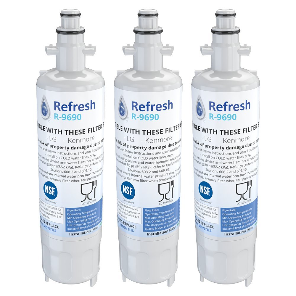 RefreshReplacement Refrigerator Water Filter Compatible with Kenmore 46-9690, ADQ36006102 and LG LT700P, ADQ36006101 (3 Pack)