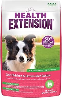 Health Extension Weight Control Dry Dog Food, Natural Food for Overweight Adult Dogs with Added Vitamins & Mineral, Lite Chicken & Brown Rice Recipe (30 lbs / 13.6 kg)