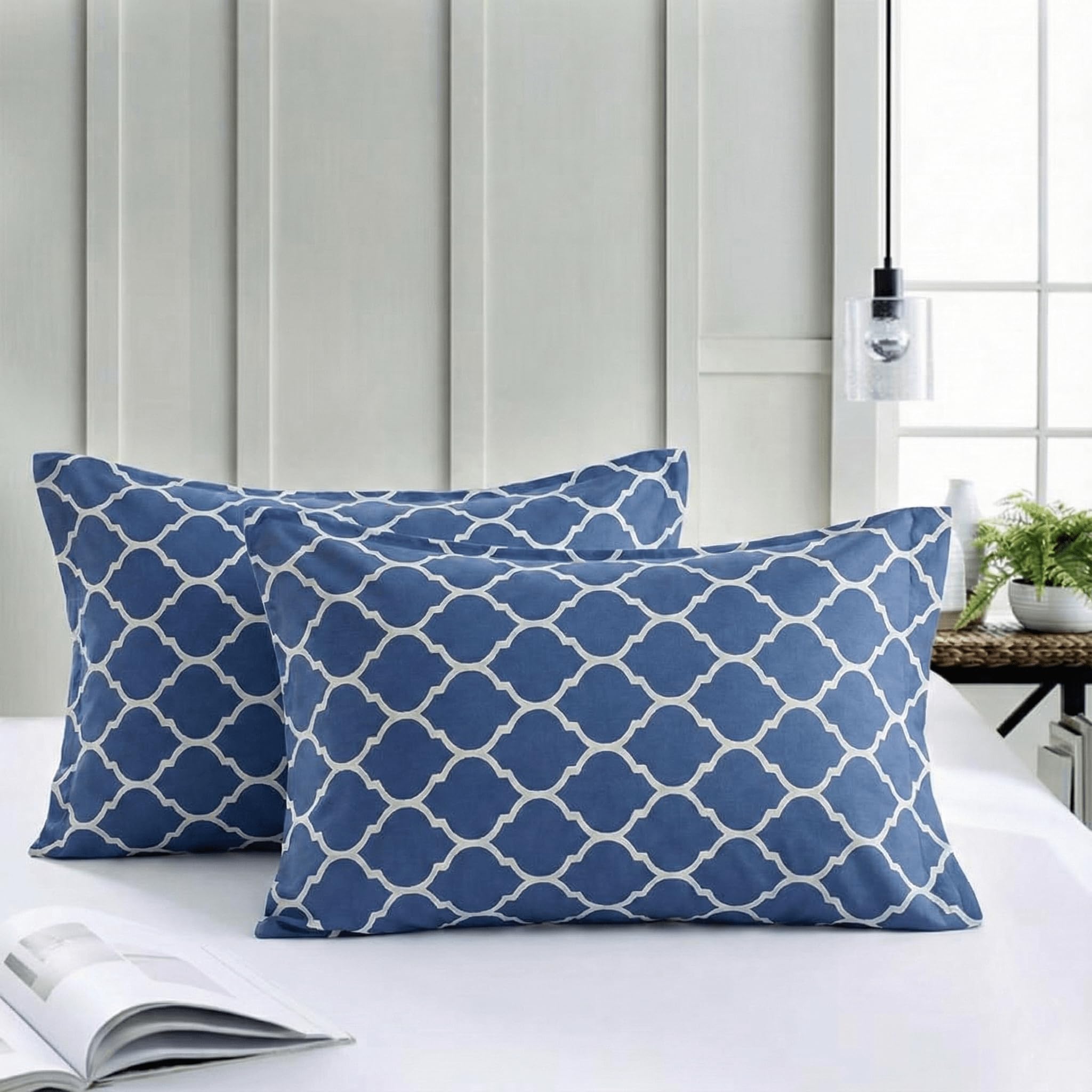 Trance Home Linen 200 Tc 100% Cotton Floral Printed Pillow Covers | Pillow Cases | Set of 2 Piece Pillow Covers Only |Large Size (20 X 30 Inch, Dori Blue)-image-47