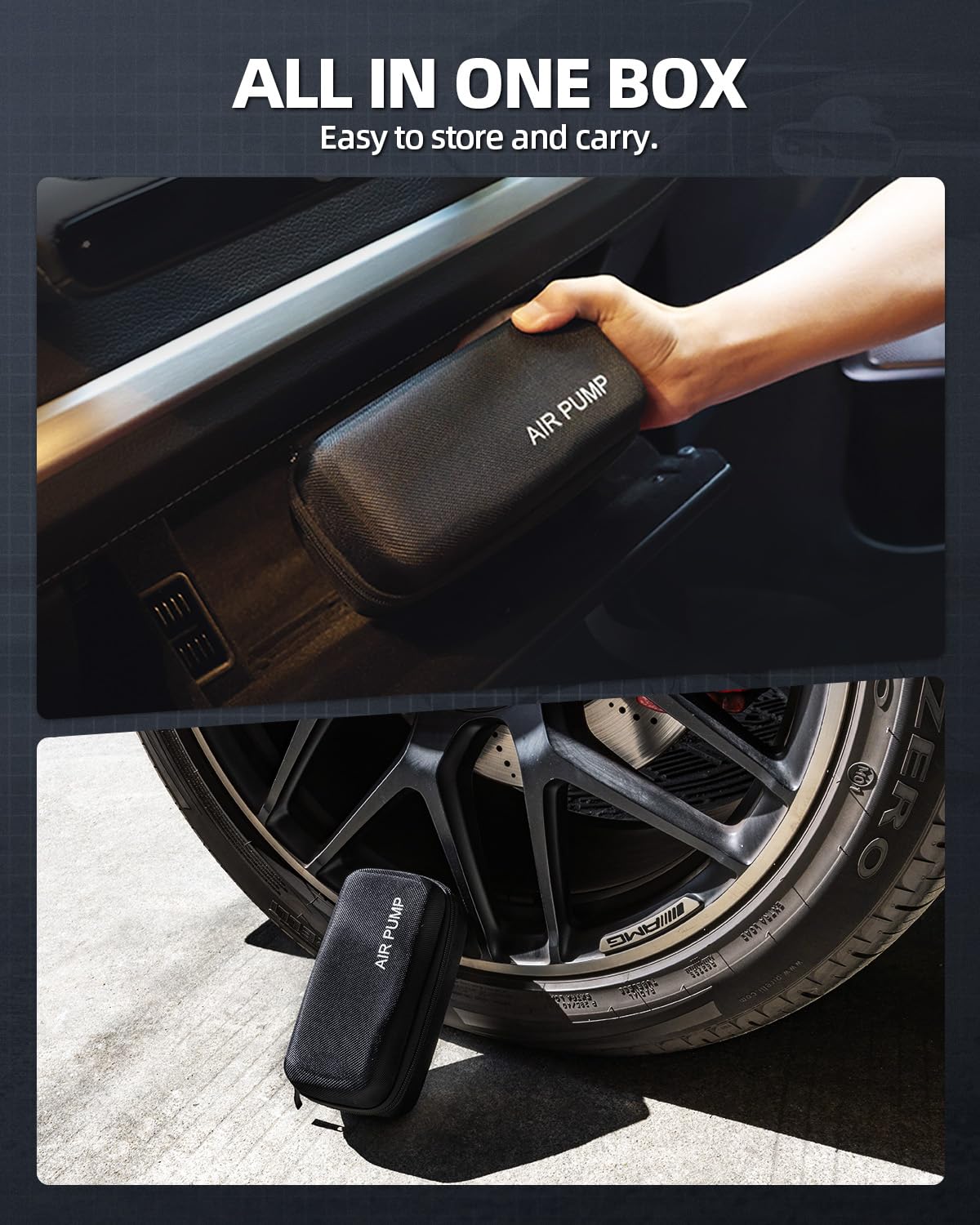 Inflador de neumáticos, compresor de aire portátil, bomba de aire inteligente para neumáticos de coche con 3 modos de luz, medidor de presión digital, adaptador de corriente de coche de 12 V, caja de