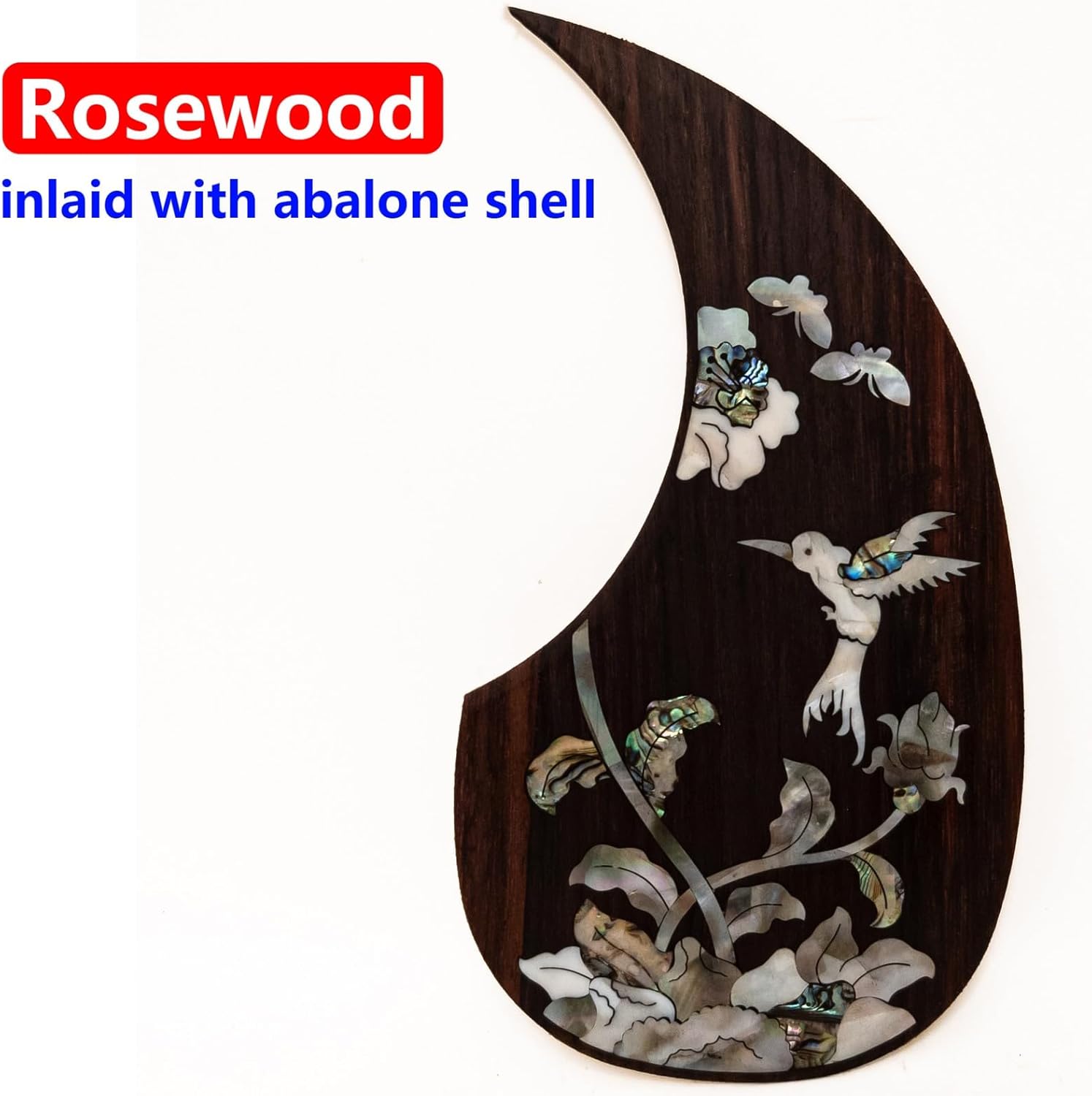 Premium Rosewood Acoustic Guitar Pickguard For Martin D45 Self-Adhesive Scratch Plate with Genuine Abalone Shell Inlay & 3M Backing, Compatible with Most 39-42″ Folk Acoustic Guitars (#5)