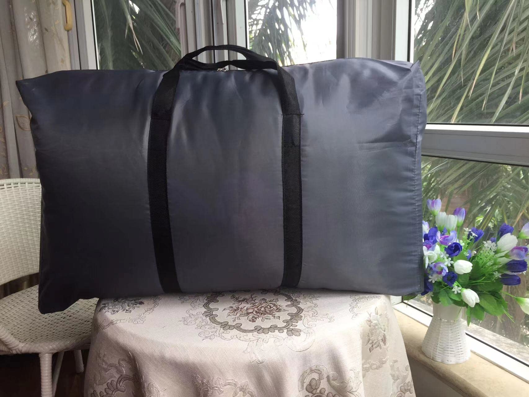Duża torba do przechowywania, 2 sztuki, składane torby do przechowywania, 120 l, torba podróżna, tkanina Oxford, wytrzymała torba z uchwytem, składany organizer na kołdry, szara