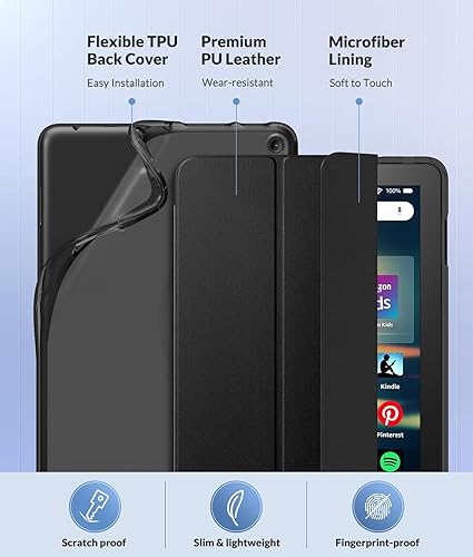 Miniatura 3 de MoKo Funda compatible con la nueva tablet Kindle Fire HD 8 y 8 Plus (versión 12 generación-2022) de 8 pulgadas, cubierta trasera de TPU suave de