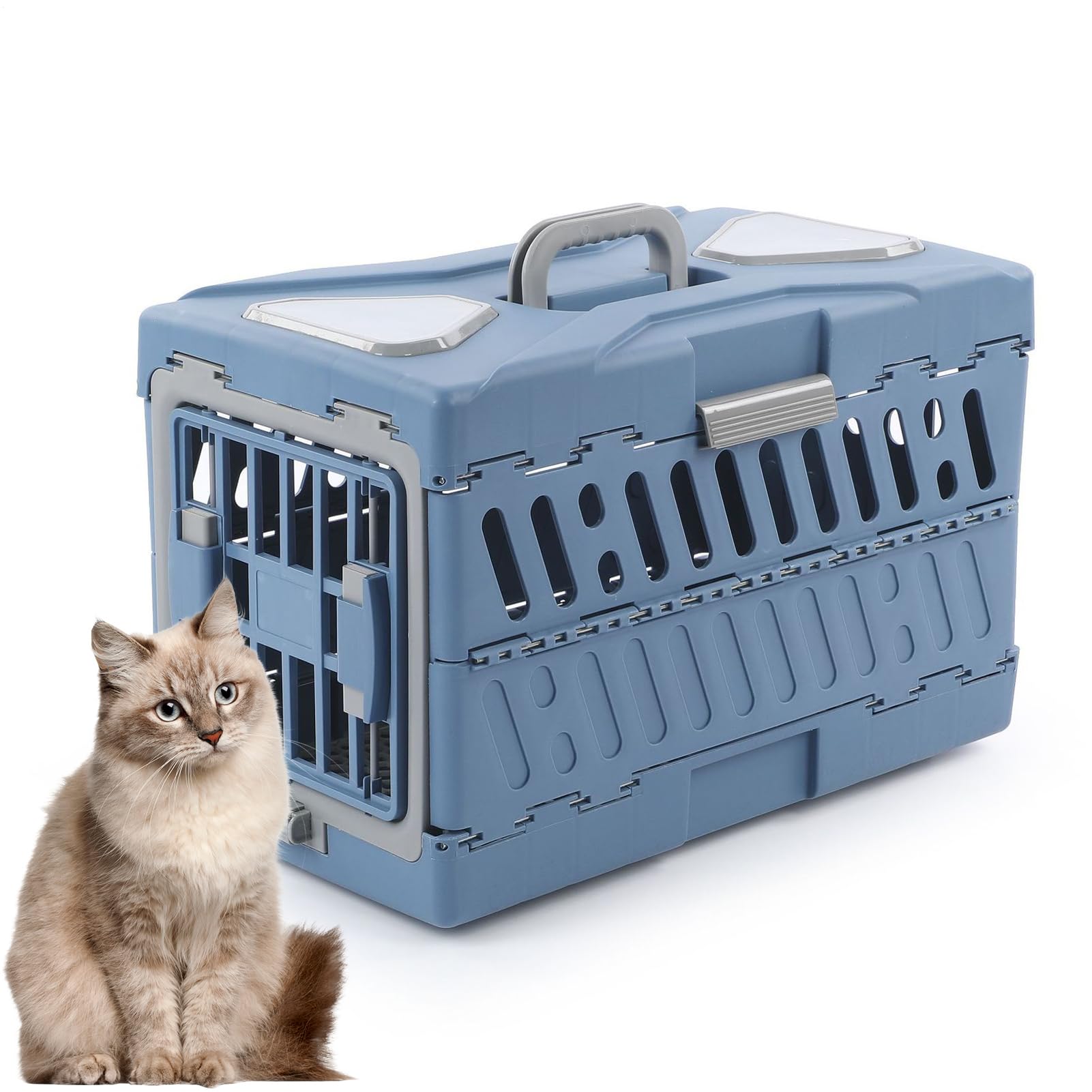 Transportín Para Gatos De Transporte Plegable Y Transpirable | Portador Portátil Con Asa Para Perros Y Gatos Para Gatitos Y Cachorros En Viajes De Avión, Coche, Camping Y