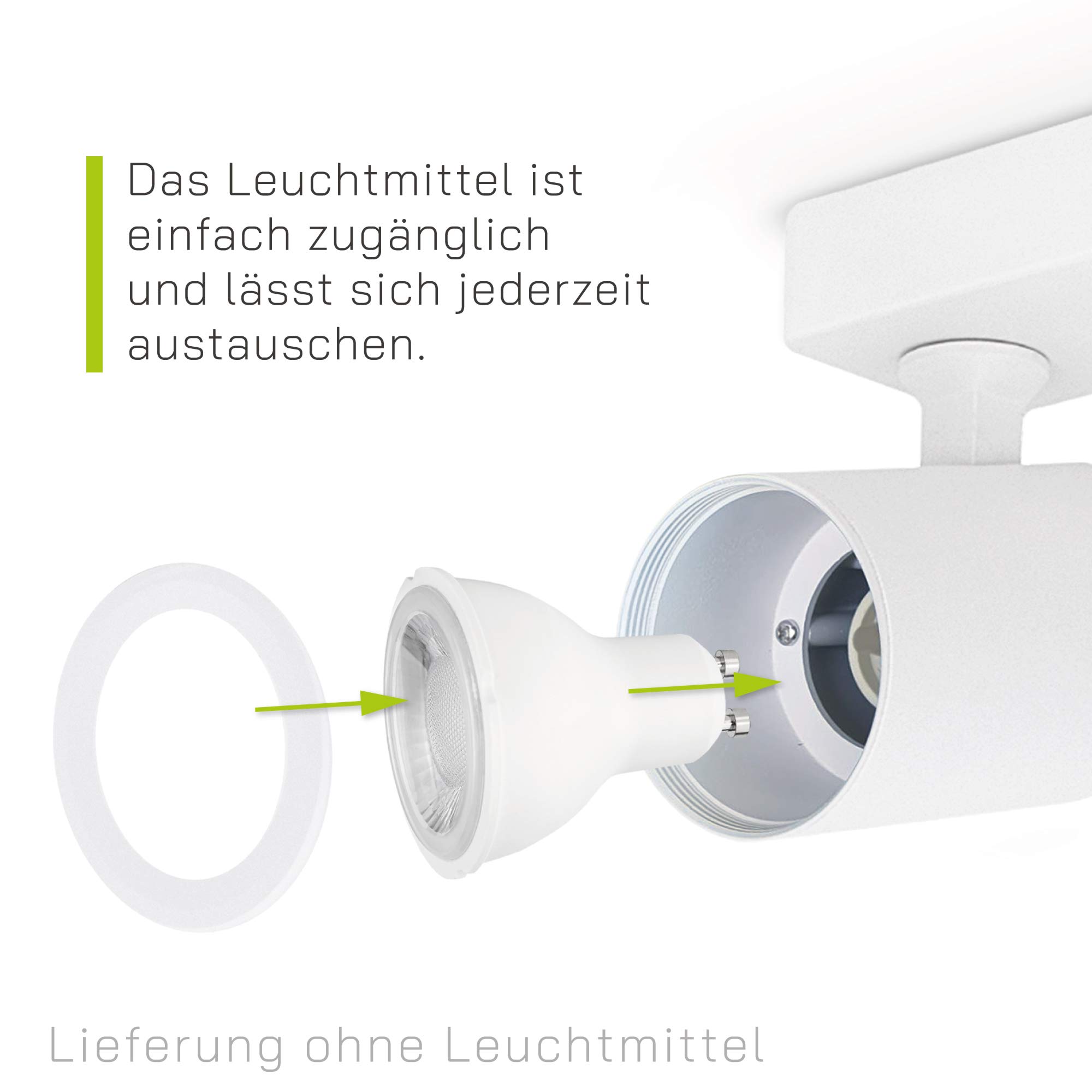 linovum TENJO Spotleuchte Spotbalken 2 flammig in weiß geeignet für 2x GU10 - Strahler Deckenlampe Spots schwenkbar & drehbar