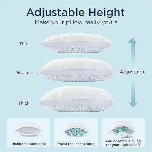 Miniatura 3 de Bedsure Juego de 2 almohadas de espuma viscoelástica trituradas, tamaño Queen, rayón firme de primera calidad derivado de almohadas refrescantes de