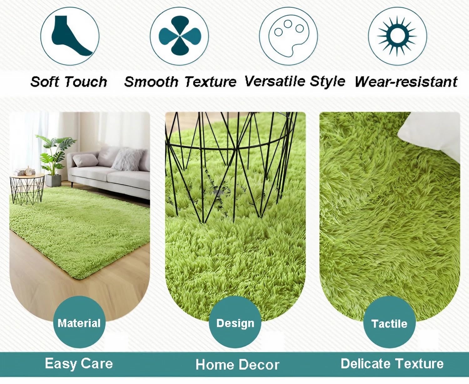Tapis Salon à Poils Longs Shaggy, Moelleux et Doux, Tapis Moderne Antidérapant pour Chambre, Couloir, Lavable, Grand Tapis de Décoration Intérieure(P,160 x 230 cm)