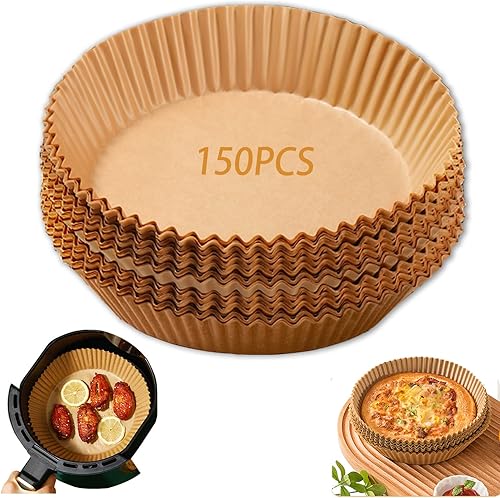 Forro de papel desechable para freidora de aire, redondo, antiadherente y a prueba de aceite, forro de canasta, pergamino de grado alimenticio para