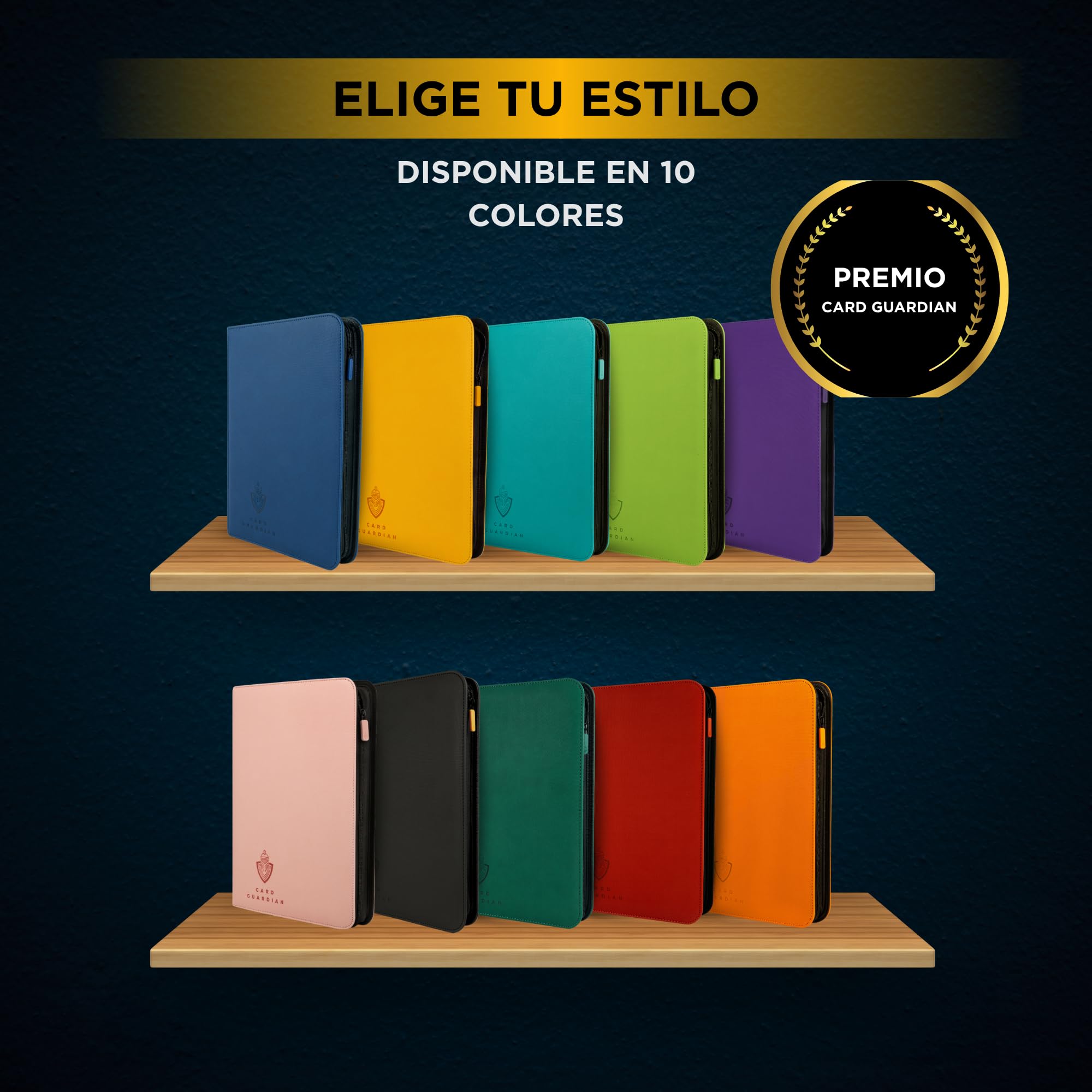 Card Guardian - Carpeta premium de 9 bolsillos con cremallera para 360 tarjetas, juegos de cartas coleccionables TCG (verde azulado) - Bolsillos laterales - Compatible con tarjetas Yugioh MTG, carpeta