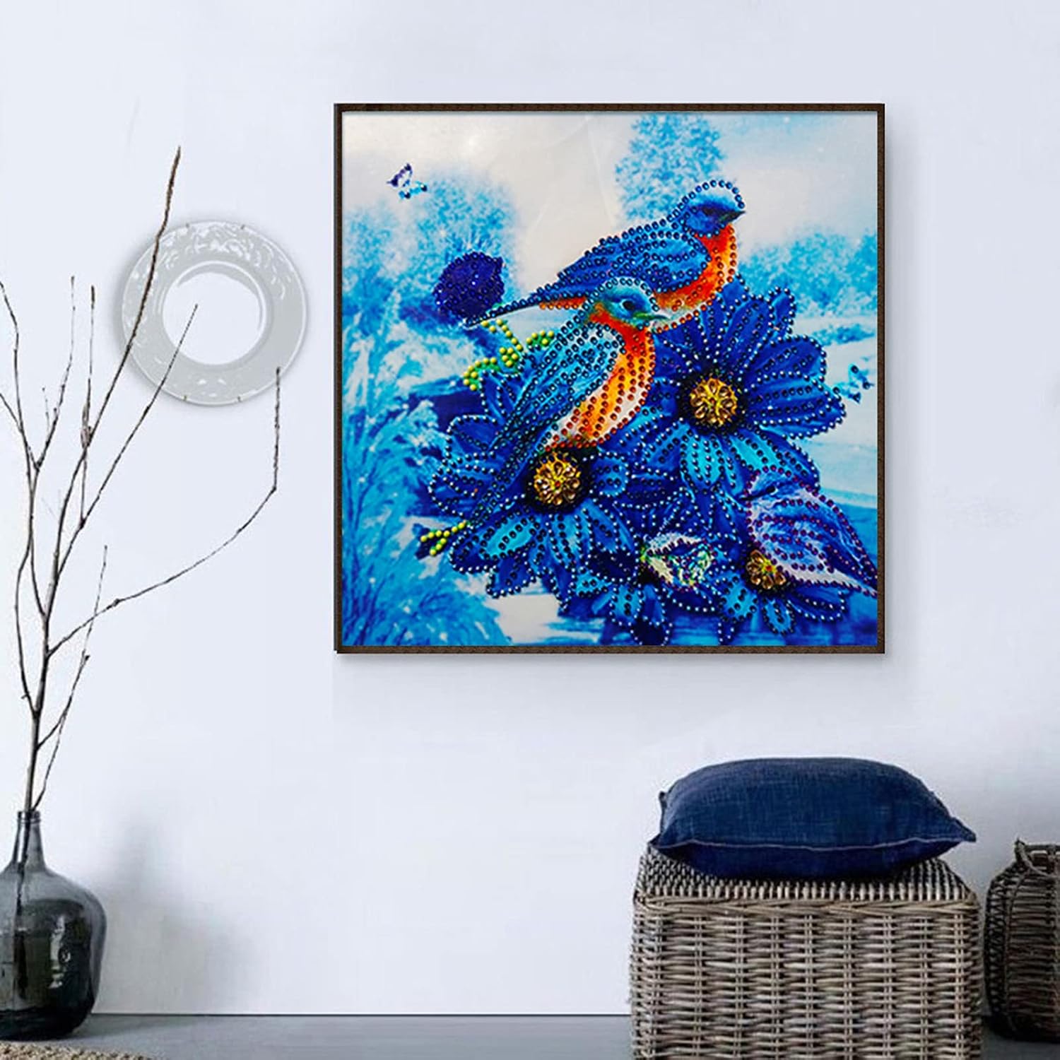 MXJSUA DIY 5D Special Shape Diamond Painting Flower by Number Kits for Adults, Flower Diamond Painting Kits Round Drill Diamond Art Kits Bird Picture Arts Craft for Home Wall Art Decor 12x12 inch