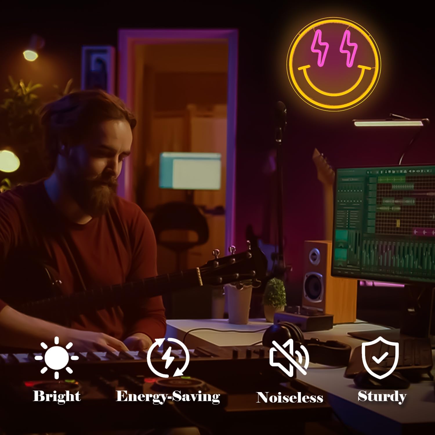 Smile Face Neon Sign Smile Neon Signs for Wall Decor Dimmable Neon Lights Smile Face Led Sign Happy Face Neon Sign for Girls Bedroom Birthday Party Decor