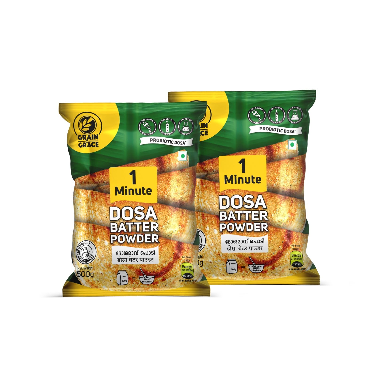 Grain 'N' Grace 1Minute Dosa Batter Powder Pack Of 2(500G Each)
