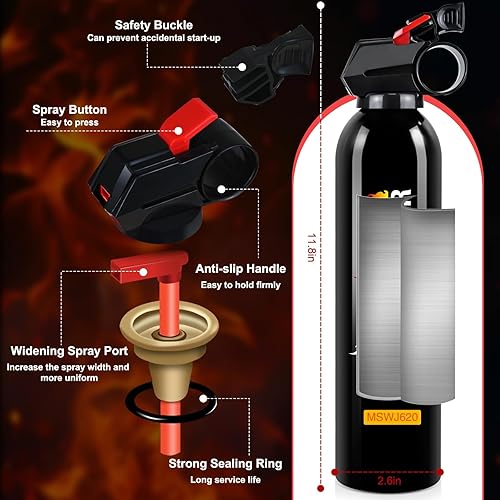 Miniatura 6 de Extintor de incendios para el hogar, extintor de incendios de automóvil con soporte, extintor pequeño A B C K, extintores a base de agua para