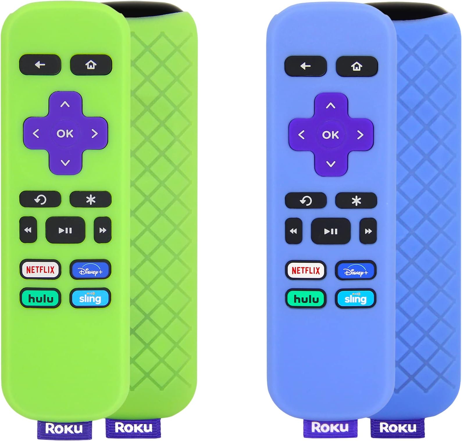 [2 Pack] Pinowu Remote Cover (Glowing in The Dark) Compatible with Roku Simple Remote, Anti Slip Silicone Cover Suitable for Roku Express and Roku Premiere Player Remote (Blue and Green)