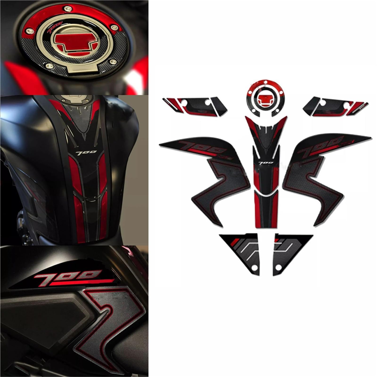 Tynbv Black- Silver Decorative Sticker Knee Grip Tank Traction Pads Motorcycle Accessories Waterproof Pad Side Stickers For Y-Amaha Tracer 700 2016-2019 2018 2017