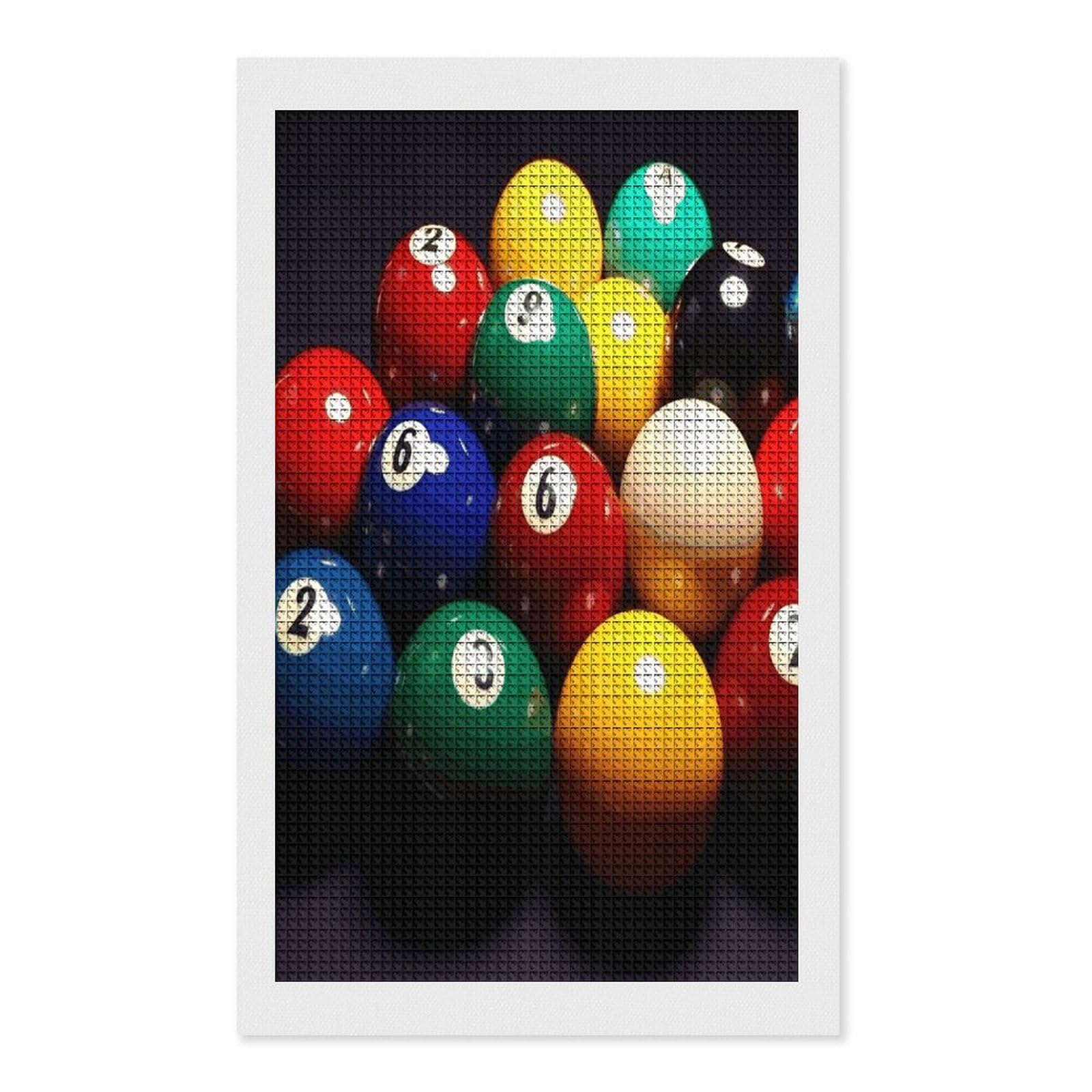 FodPand Color Billiards Diamond Painting Kit for Beginner Fun 5D DIY Crafts for Adults Diamond Art Kits Square Diamond Art Canvas Painting Gem Art Crafts for Home Wall Decor 12"x20"