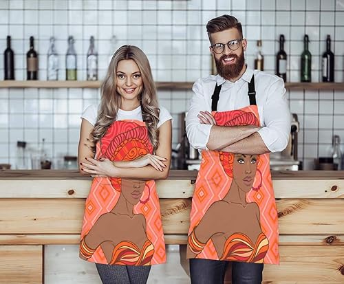 Miniatura 2 de WONDERTIFY Delantal africano para mujer, sexy con aretes y sombreros rojos, delantal con cuello ajustable para hombres y mujeres, adecuado para el