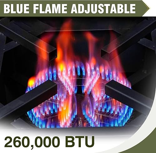 Miniatura 3 de Bestfire Estufa de gas propano para exteriores de 260,000 BTU con regulador ajustable de 0-20 PSI y manguera trenzada de acero para cocinar en casa
