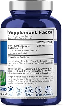 Polypodium, Non - GMO, Vegan, 240mg, 200 Veggie Capsules - 200 Servings | Botanical Formula, 10:1 Polypodium leucotomos Extract, Suitable for Adults, Manufactured in cGMP Registered Facility USA