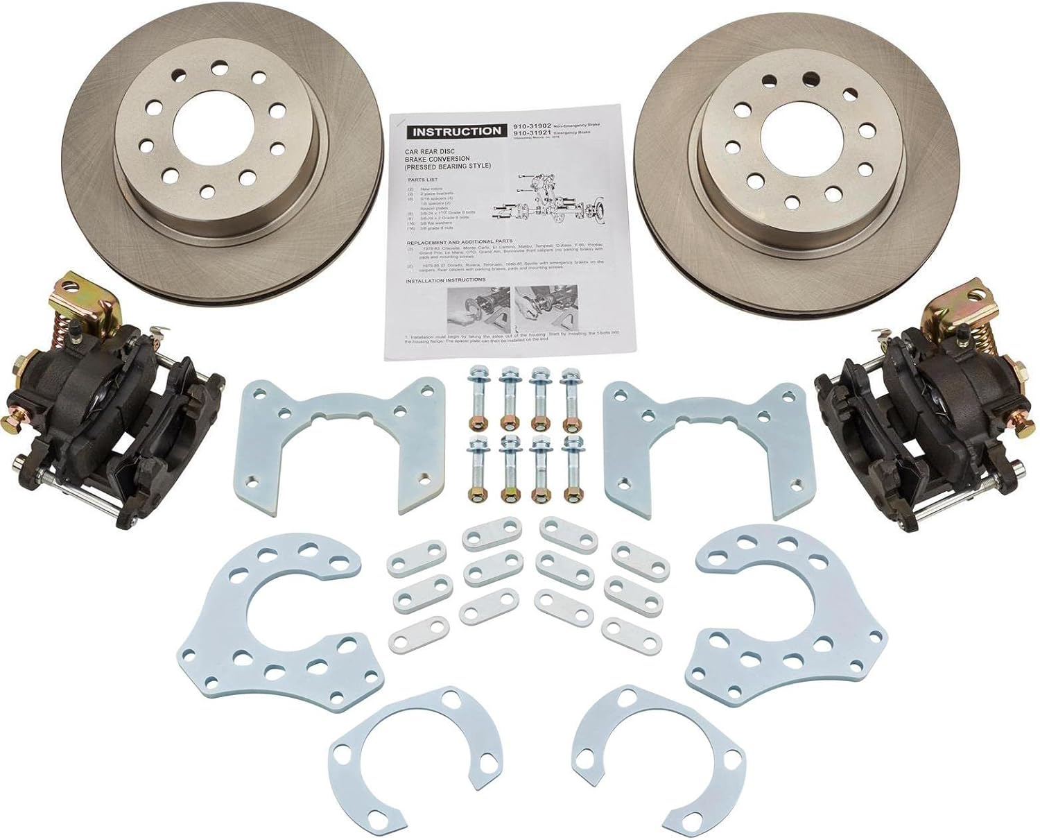 Speedway Motors 9 Inch Rear Axle Assembly Compatible With 1968-72 GM A-Body, 3.50 Gear Ratio, 31 Spline Axles, Disc E-Brake Kit, 5x4.75 Bolt Pattern, Ford Bare Steel Housing