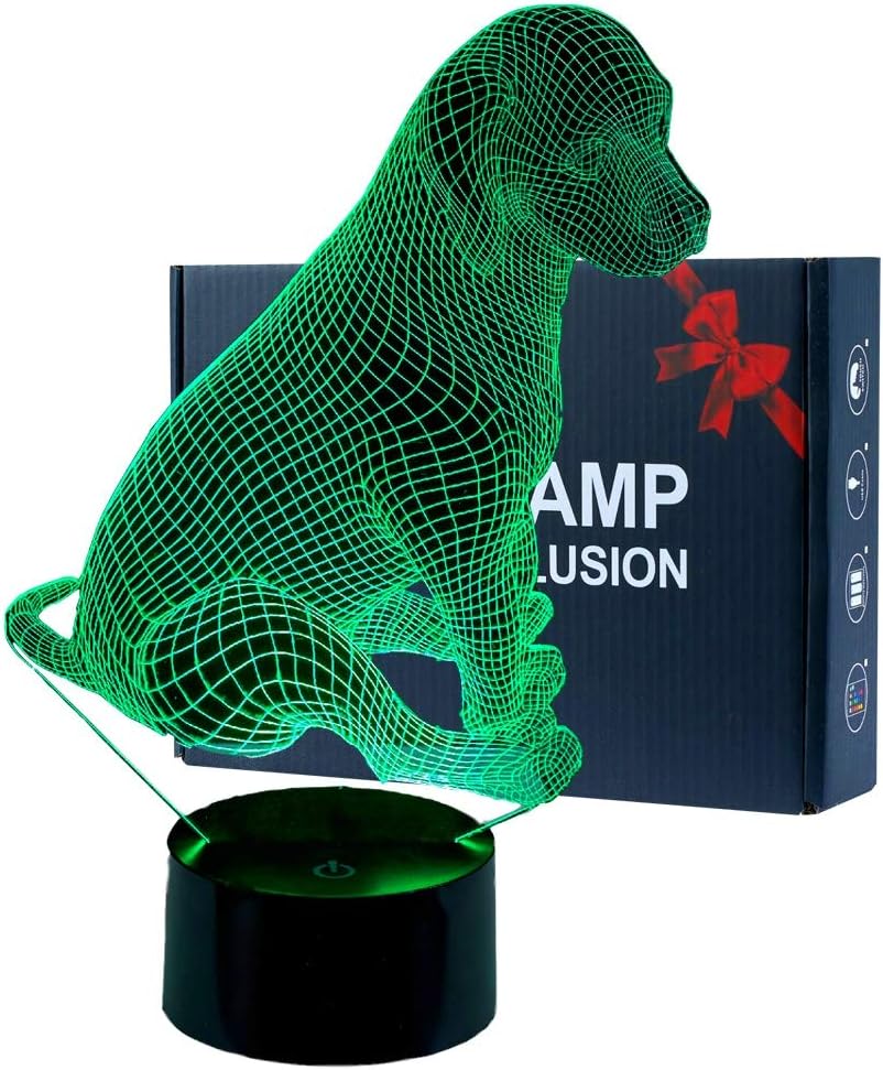 3D Animal Illusion Kids Night Lamp for Bedroom Girls Boys Dog,Acrylic