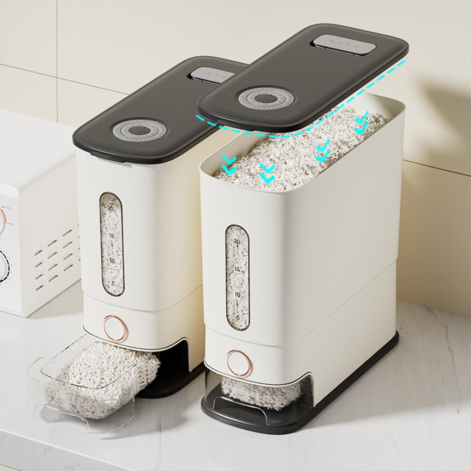 Contenitore Cereali Alimenti Secchi Sigillatura Ermetica a Pressione | Dispenser Per Conservazione Riso Adatto A Famiglia E , Soggiorno, Magazzino, Armadio, Casa E Cucina I