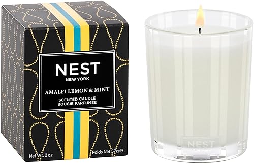 NEST New York Vela votiva perfumada, limón Amalfi y menta, 2 onzas, tiempo de combustión de hasta 28 horas, recipiente de vidrio reutilizable