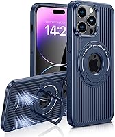 Vista 10 de Funda para iPhone 14 Pro con carga inalámbrica Magsafe, disipación de calor, soporte magnético, soporte invisible integrado y soporte de anillo