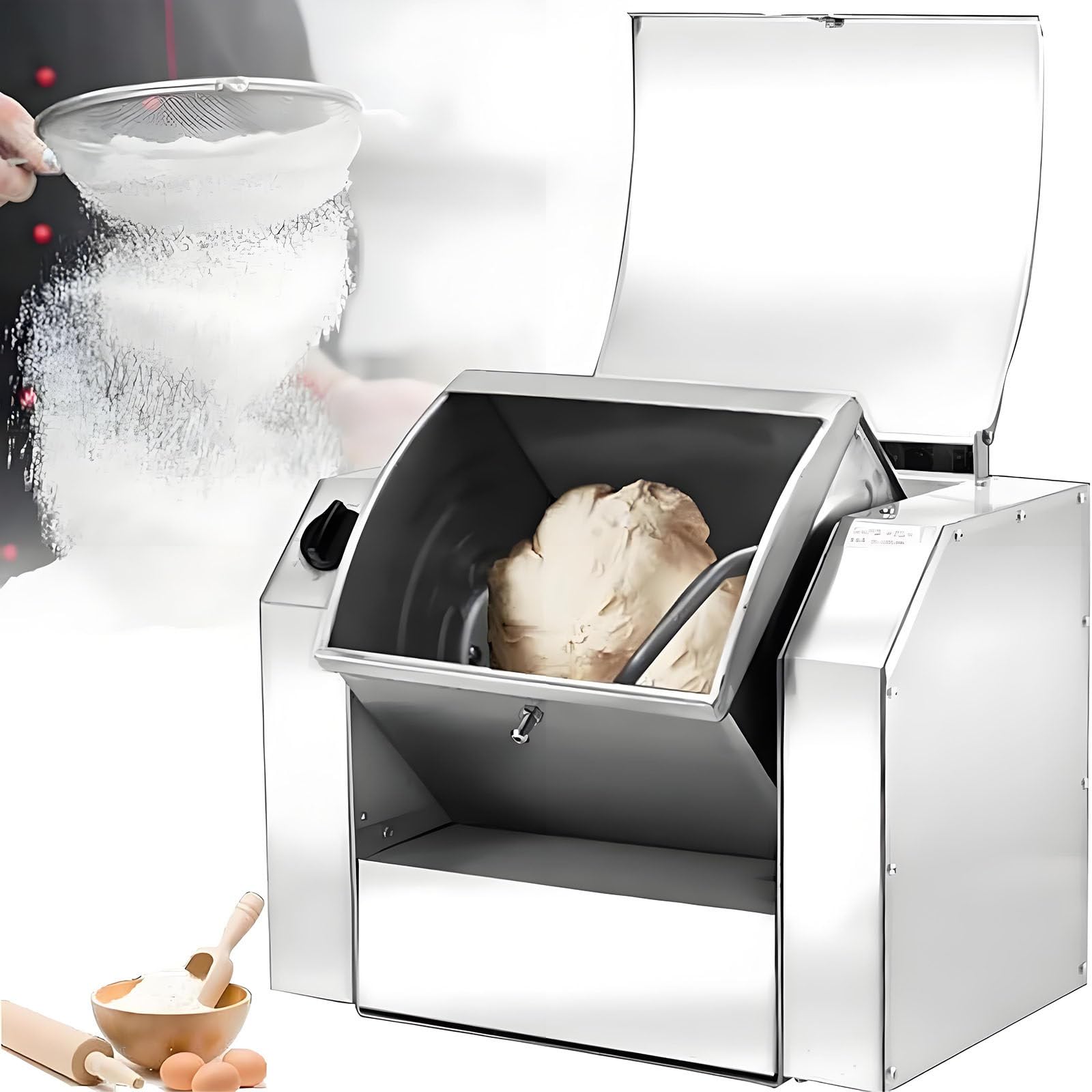 Drmoxin 1100w/1500w Automatic Dough Maker Commercial Dough Mixing Machine,Stainless Steel Flour-Mixing Machine,Stand Mixers,for Pasta Noodle Pizza Making 10kg