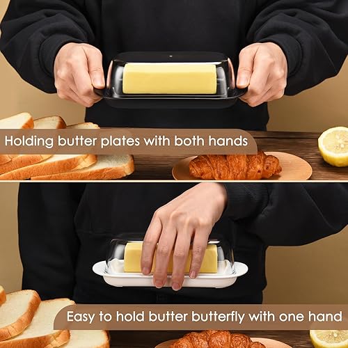 Miniatura 5 de Hekeieon Mantequillera con tapa transparente, para mantequilla, fácil de recoger, recipiente de mantequilla para mantequilla de la costa este y