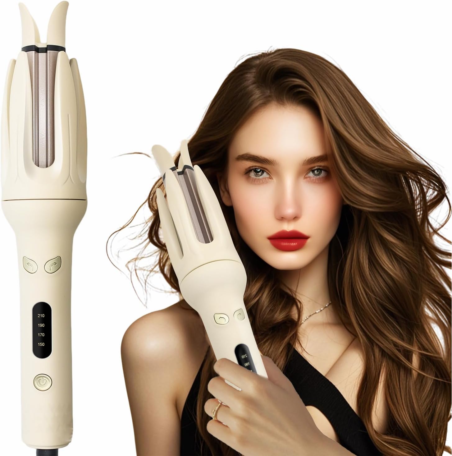 iFCOW Rotating Curling Iron, Automatic Hair Curler Fast Heating Automatic Curling Iron with 4 Adjustable Temps for Hair Styling