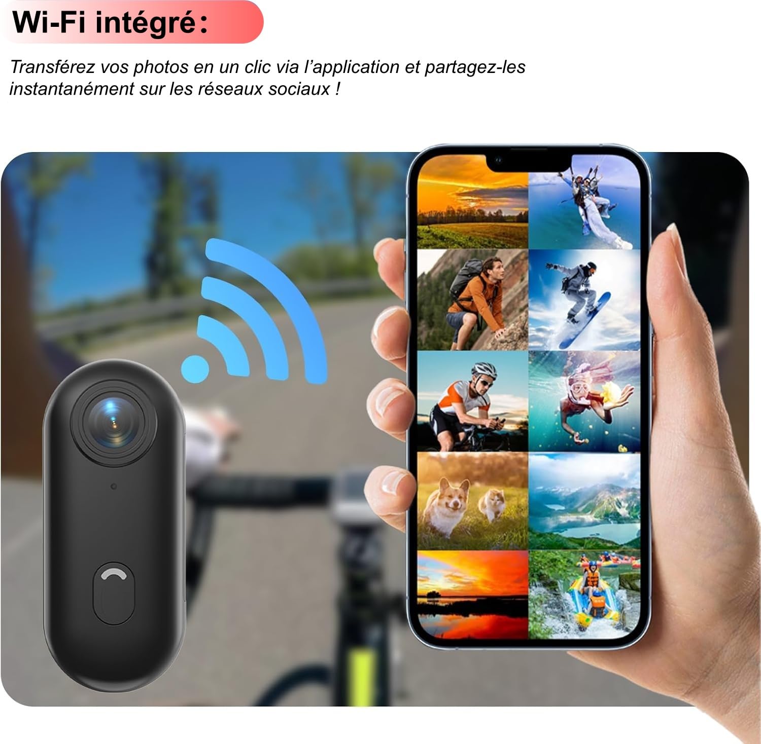 TKMARS Mini Caméra Sport Moto 1080P, Caméra Action WiFi avec Fixation Magnétique et Clip 360°, Étanche 30m, Grand Angle 120° POV, Idéale pour Casque, Vélo, Ski, Vlog(Noir)