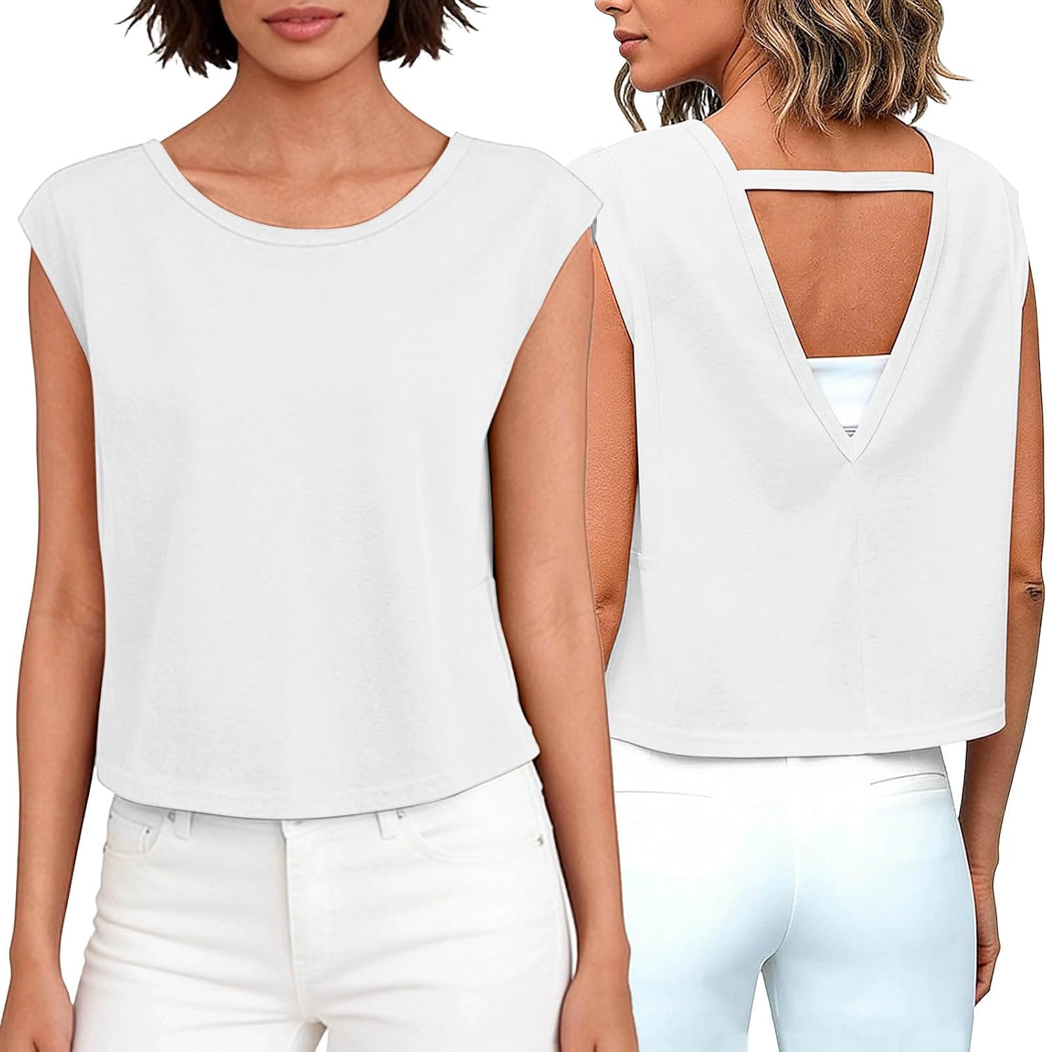 Open Back Workout Tops for Women Short Sleeve Yoga Pilates Outfits Athletic Gym Shirts Fitness Summer Clothing