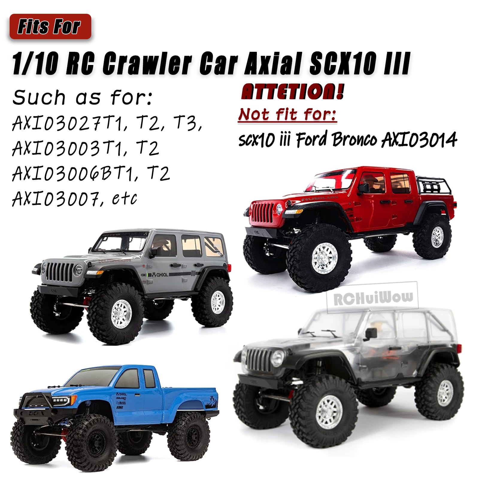 RCHuiWow RC Axle Diff Cover Upgrades Part for Axial SCX10 III,Brass Front & Rear Portal Axles Diff Cover Heavy Weight Hops Up,2PCS,Black