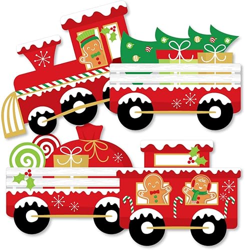 Miniatura 1 de Big Dot of Happiness Tren de Navidad - Decoraciones de bricolaje para fiestas navideñas - Juego de 20