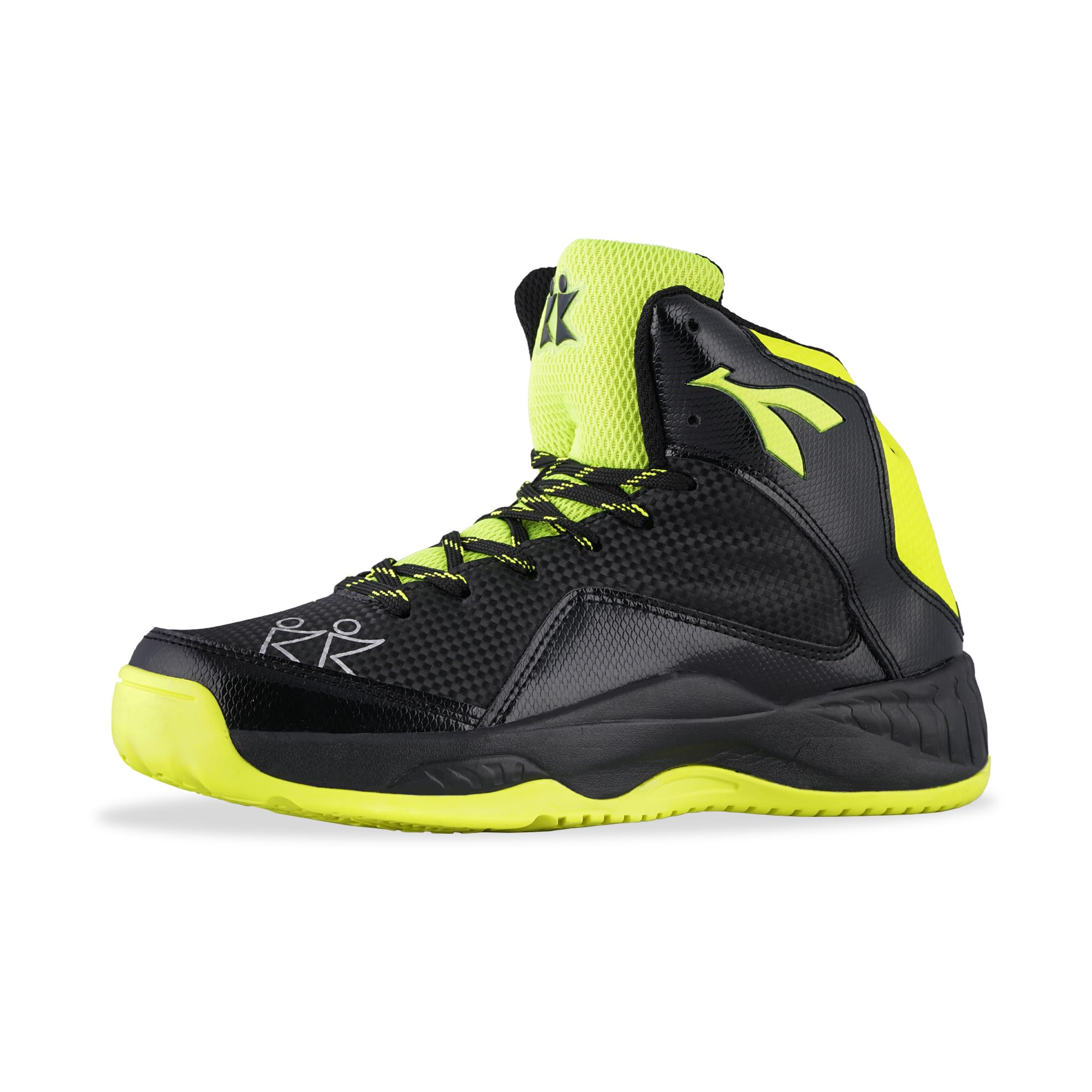 KONEX Slam Dunk Water Repellent Basketball Shoes for Indoor & Outdoor Court for Men | High Ankle with Rubberized Outsole for Maximum Grip UK 11 (Black & Green) (B0D8F9J4GY) Amazon Price History, Amazon Price Tracker